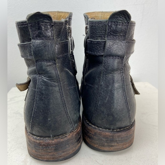 FRYE JAYDEN CROSS STRAP Black Leather Boots - Picture 8 of 16
